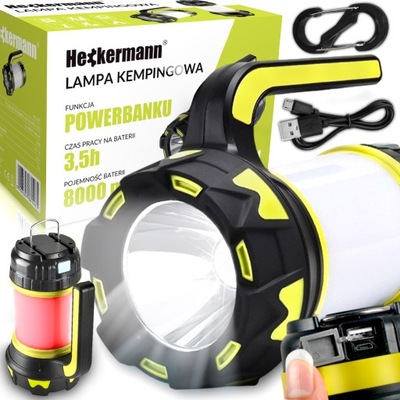 LATARKA AKUMULATOROWA SZPERACZ REFLEKTOR LAMPION LED POWERBANK USB 8000mAh