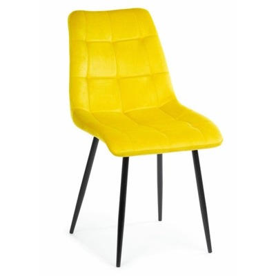 Krzesło tapicerowane żółte welurowe pikowane WADA