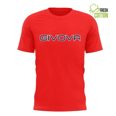 KOSZULKA GIVOVA T-SHIRT logo BAWEŁNA ROSSO r.M