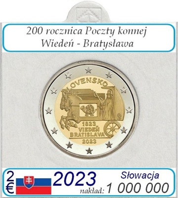 2 euro Słowacja Poczta Konna 2023 + holder