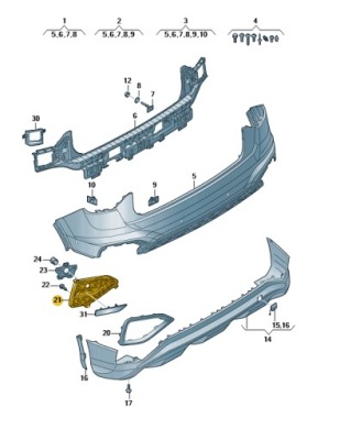 Заслонка решётка заднего бампера правая audi q2 фото №1