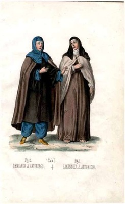 litografia kolorowana 1848 Zakonnice św. Antoniego