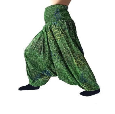 Szarawary spodnie cienkie alladynki joga zielone