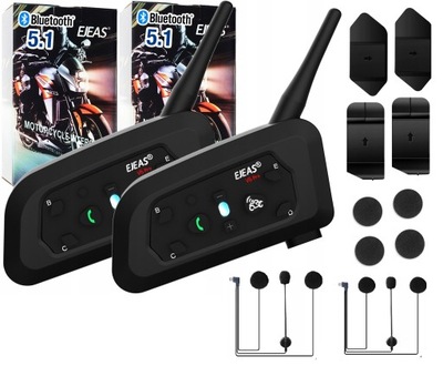 INTERKOM PARA MOTOCICLETA EJEAS V6 PRO 2 PIEZAS BLUETOOTH 1200M 850MAH AL CASCO IP65  