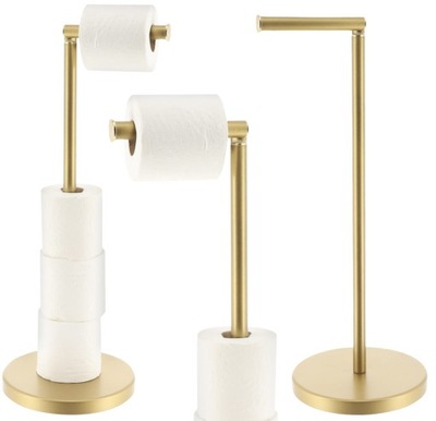 Złoty stojak na papier toaletowy uchwyt bez wiercenia metal GLAMOUR