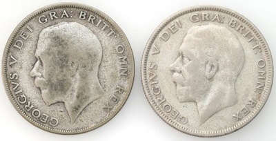 Wielka Brytania. 1/2 korony 1925-1928, 2 szt – SREBRO