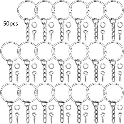 50Pcs Screw Eye Pin Key Chains With Open Jump Ring Chain Extender Eye Pins 