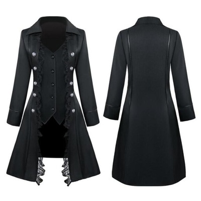 Czarny płaszcz wiktoriański cosplay średniowiecze surdut M