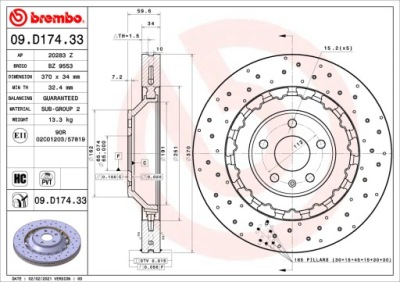 Brembo floating тормозные диски перед audi rs3 8v hb 370mm фото №1