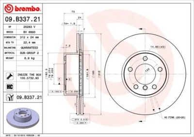 DISC BRAKE FRONT L/P BMW 1 (F20), 1 (F21), 2 (F22, F87), 2 (F23) BREM  