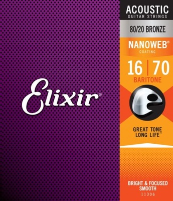 Elixir 11306 Nanoweb 80/20 Bronze 16-70 - struny