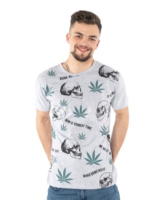 Koszulka Podkoszulek Czaszka Marihuana KM25-03 r L