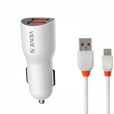 Ładowarka Samochodowa 2xUSB + kabel do IPhone