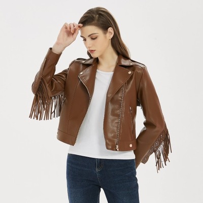 KURTKA RAMONESKA EKO SKÓRA Z FRĘDZLAMI ETNO L