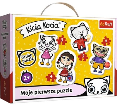 Puzzle 3, 4, 5, 6 elementów. Moje pierwsze puzzle. Wesoła Kicia Kocia