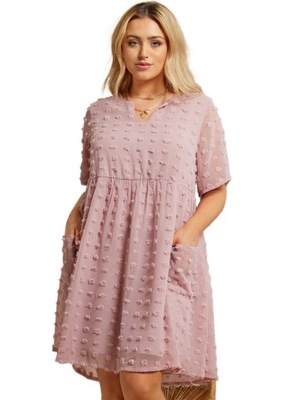 Sukienka rozkloszowana plumeti dusty pink XXL 44