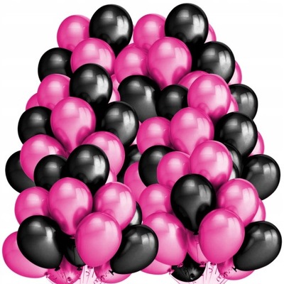 Balony metaliczne czarne-fuksja Mix 100 sztuk