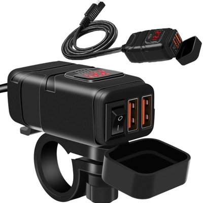 DISPOSITIVO DE CARGA MOTOCICLETA 2X USB QC3.0 RÁPIDA CARGADOR  