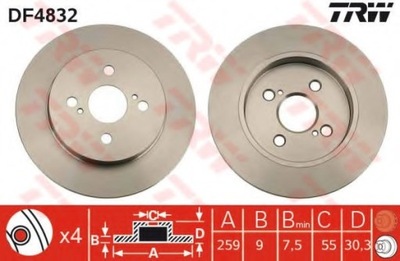 DISC BRAKE REAR TOYOTA YARIS 2006-, IQ 2009-  