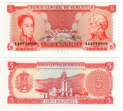 WENEZUELA 1989 5 BOLIVARES