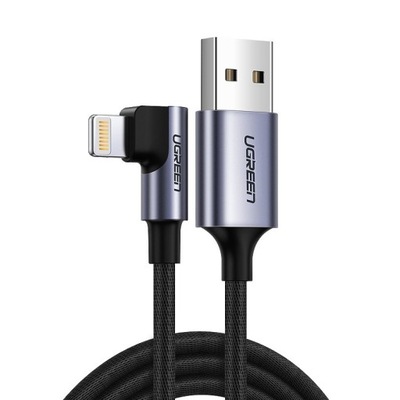 UGREEN KABEL KĄTOWY USB-A DO LIGHTNING DO IPHONE 2.4A W OPLOCIE PRZEWÓD 1M