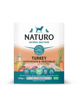 NATURO Dog Grain-Free Adult Turkey / Indyk z ziemniakami i warzywami 400g