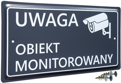 IDENTIFIKAVIMO PLOKŠTELĖ OBIEKT MONITOROWANY |15X29CM | ANTRACYT | METALINĖ | WZORY | UV 