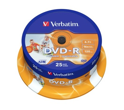 Płyta Verbatim DVD-R 4,7 GB 25szt. do nadruku, AZO