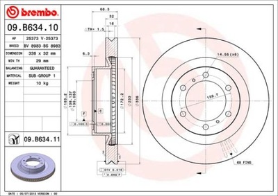 DISCOS DE FRENADO PARTE DELANTERA BREMBO 09.B634.11 09B63411  