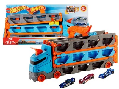 HOT WHEELS TRANSPORTER AUTEK 2w1 ROZKŁADANE TORY WYŚCIGOWE + 3 autka