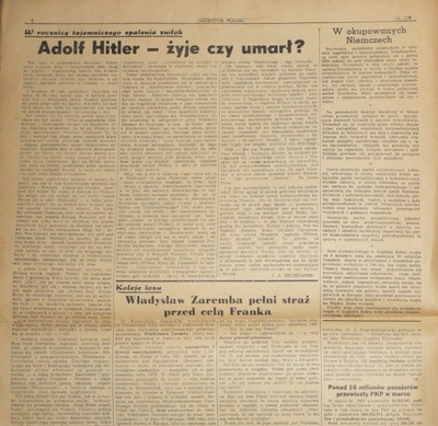 Adolf Hitler żyje czy umarł Dziennik Pol. 30IV1946