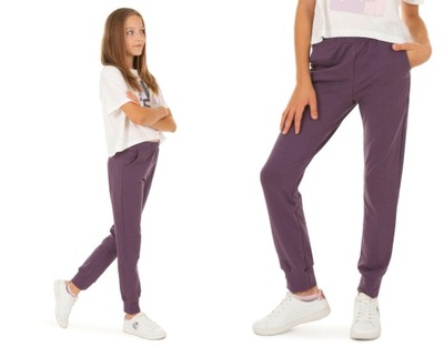 Spodnie dresowe dla dziewczynki - 146 JAGODOWY