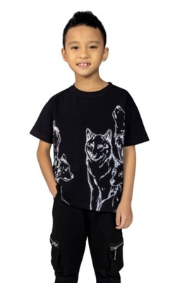 T-shirt wolf czarny mashMNIE 128/134