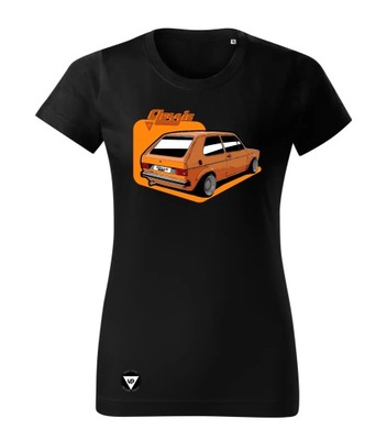 T-Shirt Koszulka damska Voxel-Pixel VW Volkswagen Golf MK1 pomarańczowy XL
