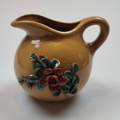 Dzbanek ceramiczny ozdobny motyw kwiatki PRL