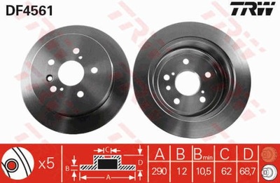 ДИСКИ ТОРМОЗНЫЕ ТОРМОЗНЫЕ ЗАД TRW DF4561