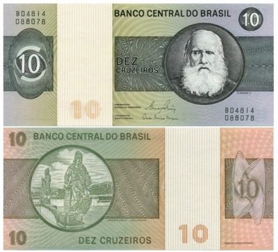 BRAZYLIA 10 CRUZEIROS P-193e 1970-1980 UNC