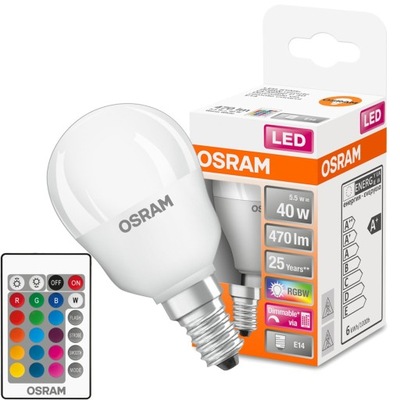 Żarówka LED KULKA E14 5,5W = 40W OSRAM RGBW PILOT