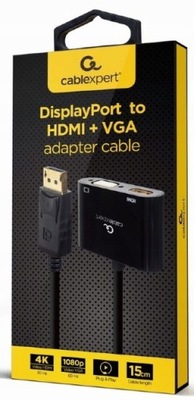 GEMBIRD adapter przejściowka DisplayPort DP do HDMI i VGA 15cm