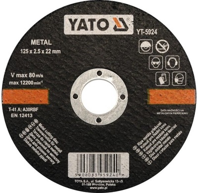 YATO ДИСК DO ОБРІЗАННЯ METALU 125X2,5X22 MM