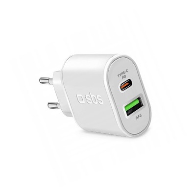 Ładowarka sieciowa SBS TETRPD20W 20W USB-A USB-C z Power Delivery biała