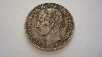 Grecja 1 drachma 1868 stan 3
