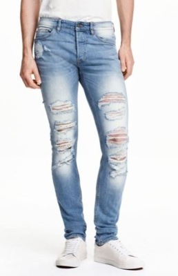 SPODNIE JEANSY H&M SKINNY FIT NIEBIESKI 33/32