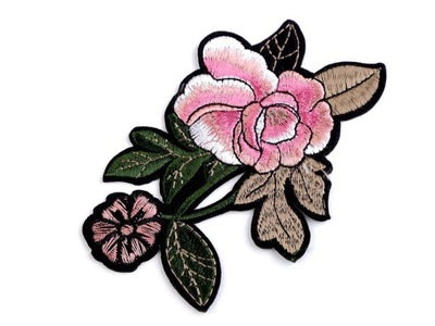 Naprasowanka, haftowana róża, jasnoróżowa 11 cm