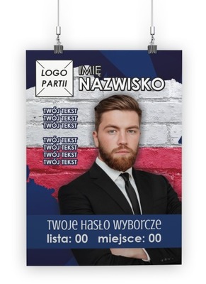 PLAKATY WYBORCZE A3 100szt 4+0 130g PLAKATY WYBORY SZABLON lub TWÓJ PROJEKT