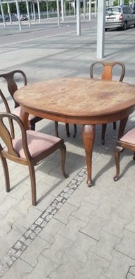 Komplet stół i krzesła chippendale owalny