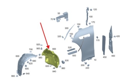 Підкрилок лівий задня mercedes eqs w297 оригінальний номер a2976801108 фото №1