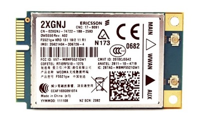 Modem WWAN 3G Dell Latitude Ericsson 2XGNJ DW5550 F5521gw