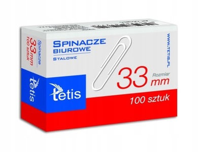 Spinacze srebrne okrągłe 33mm 100szt.