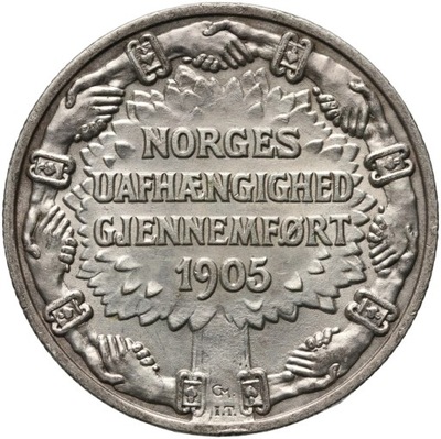 Norwegia, Haakon VII, 2 korony 1906, Niepodległość